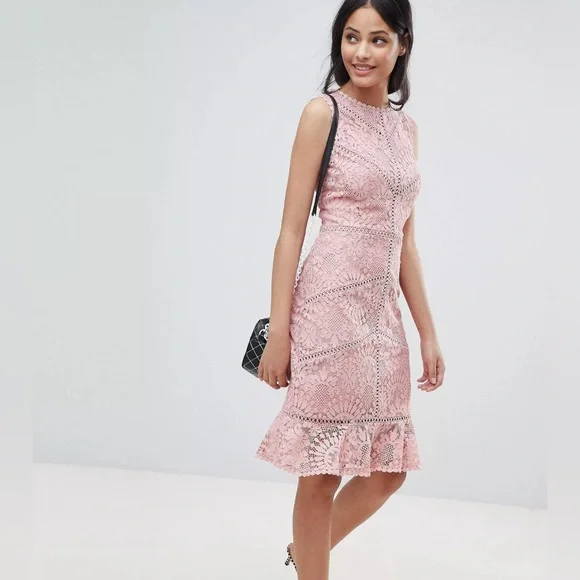 New Look | Dresses | New Look Lace Crochet Dress Pink Size 4 | Poshmark